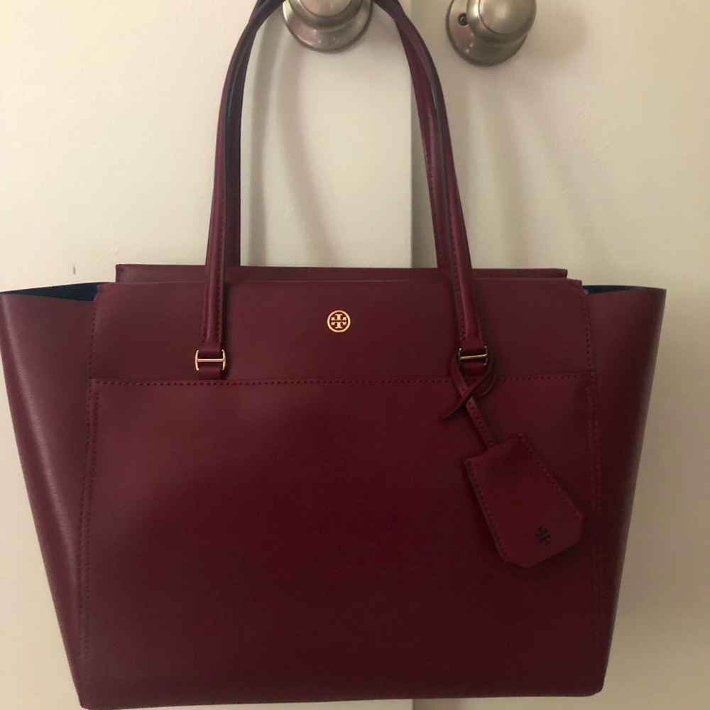 Tory Burch Parker Tote. OxBlood Epileather